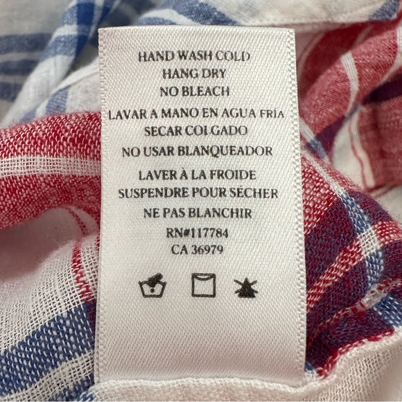 RAILS Linen Amelie Plaid Tie Front Crop Top Blouse medium - Picture 14 of 15